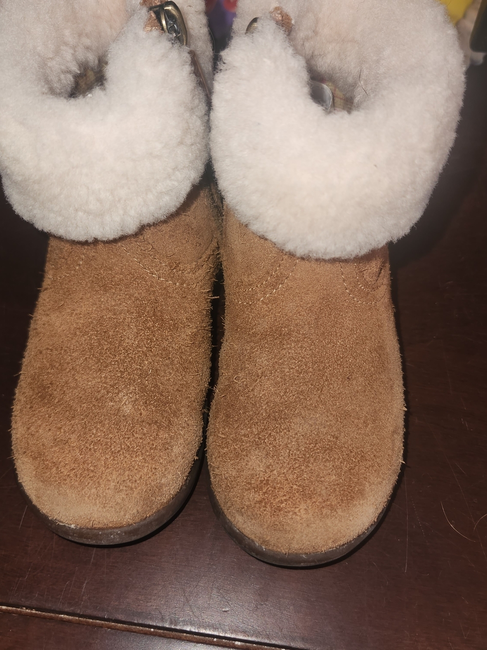 Toddler UGG Tan Suede Shearling Cuff Winter Boot